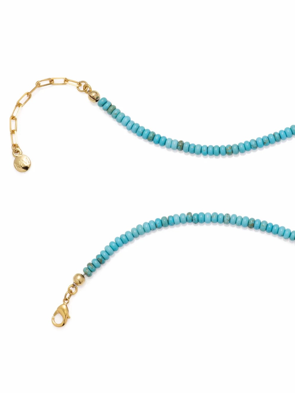 Letter Z Initial Turquoise Beaded Necklace with Gold Charm by Mayamar - Picture 2 of 3